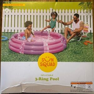 Sun Squad Pink Inflatable 3-Ring Pool